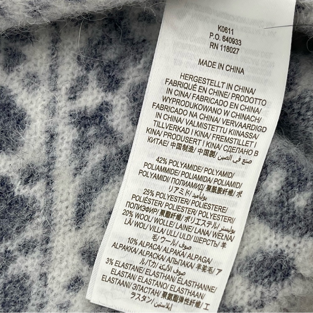 Boden Blouson Sleeve Fluffy Wool Alpaca Blend Sweater Blue Floral Print Sz 14 - Picture 8 of 13